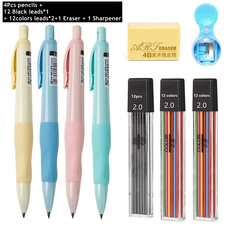 Staedtler Pencil Lumocolor - シャープペンシルセット 2.0mm HB 黒/カラー芯 替え芯 書き込み用