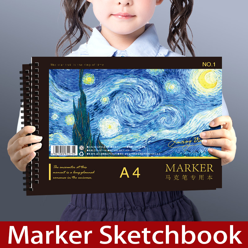 Copic Marker Sketch - 60枚A4コイルスケッチブック、環境に優しい厚手の画用紙、マーカー描画パッド、アーティストスケッチパッド、油絵に最適