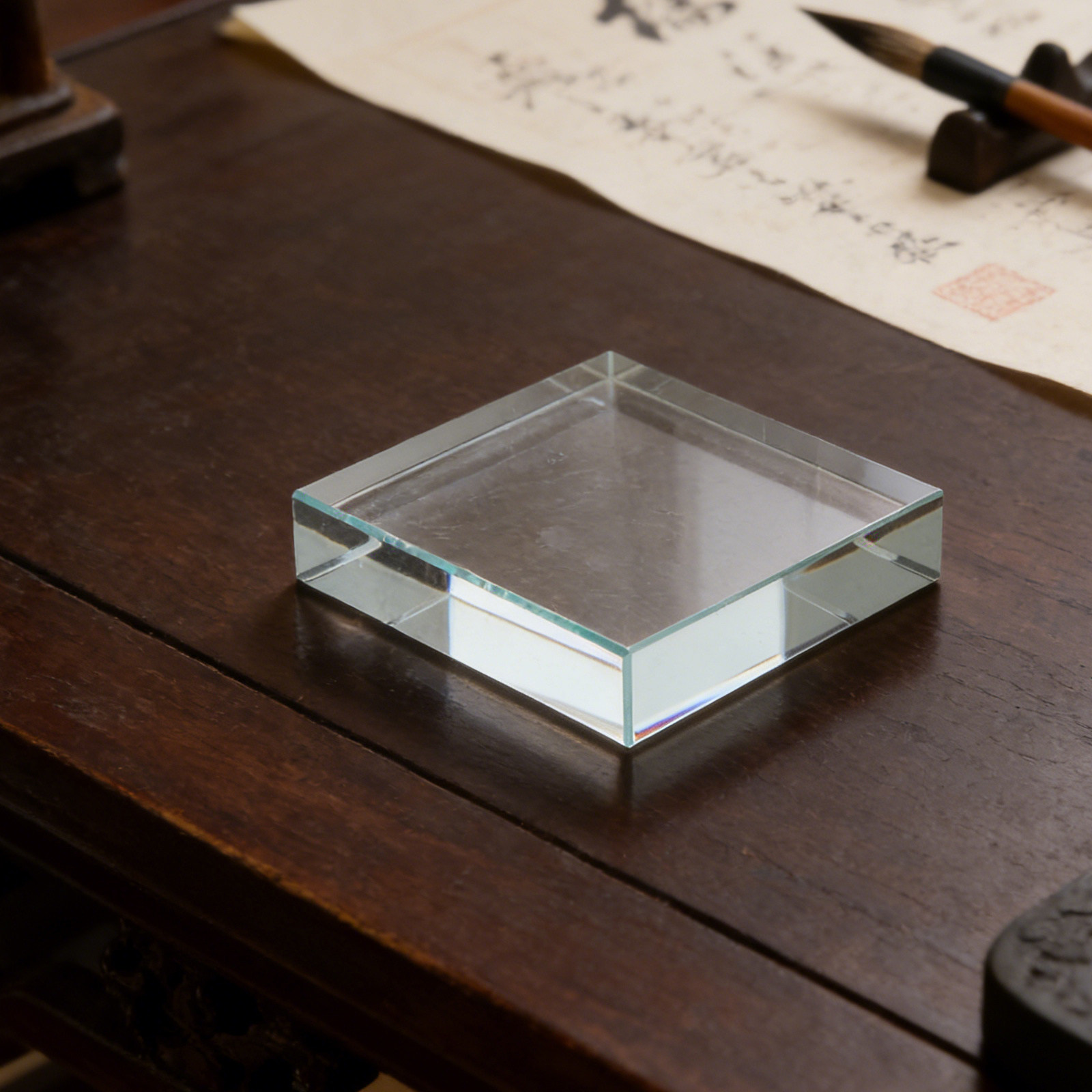 Paper Weight Crystal - 透明な長方形のガラス製ペーパーウェイト、クリスタルクリアな布地模様の重り、裁縫、キルティング、書道、描画用紙に。
