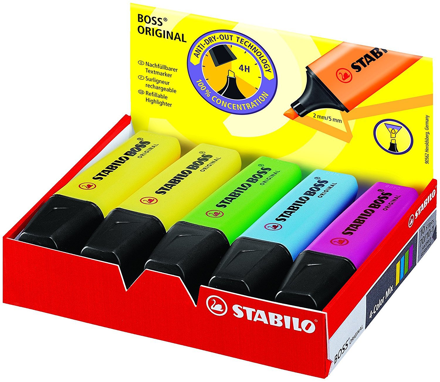 Stabilo Marker Boss - テキストマーカー-スタビロボスオリジナル-10erパック-10種類の色のハイライトペン付き