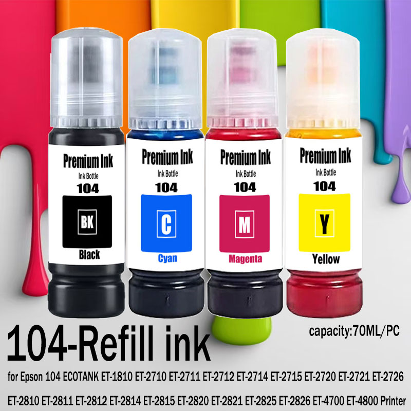 Fountain Pen Bottled Ink - エプソンECOTANK ET-2821 ET-2825 ET-2826 ET-2830プリンター用104プレミアムカラー互換バルクボトル水性詰め替えインク