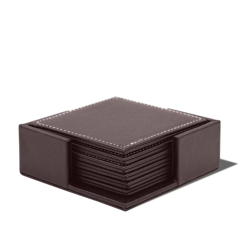 6ピース/セットビジネス革コースター断熱コースター茶正方形の - Leather Desk Pad のレビューと価格