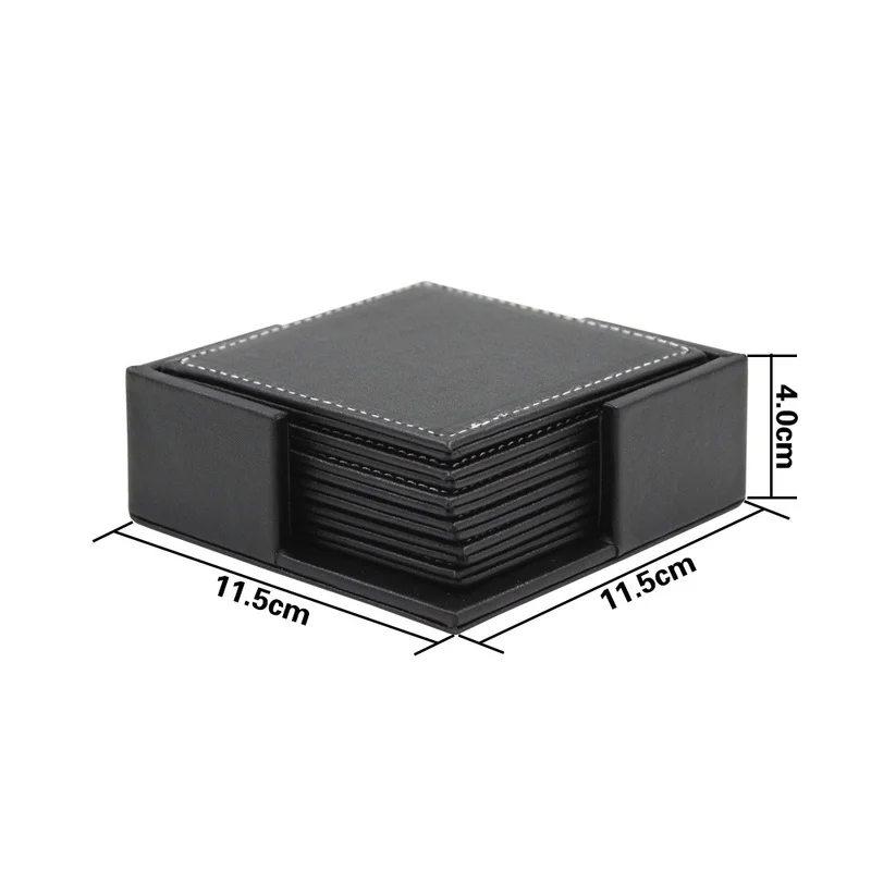 6ピース/セットビジネス革コースター断熱コースター茶正方形の - Leather Desk Pad のレビューと価格
