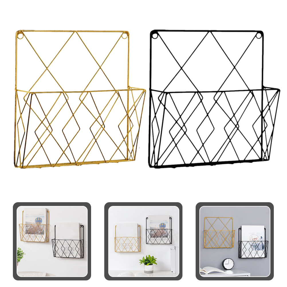 2個入りプレミアムメタル製壁掛けファイルオーガナイザー、オフ - Magazine Holder Rack のレビューと価格