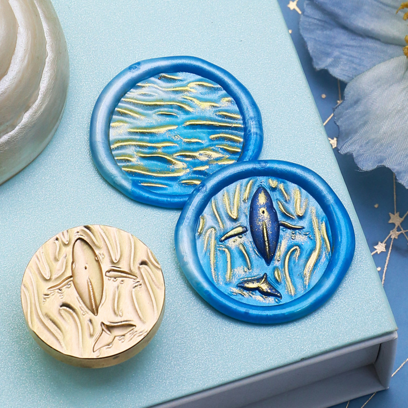 水花レリーフシリーズ ワックスシールスタンプ 波 鯨 貝殻  - Wax Seal Stamp Set のレビューと価格